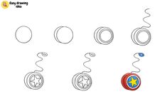 the instructions for how to draw an easy drawing idea with circles, stars and swirls