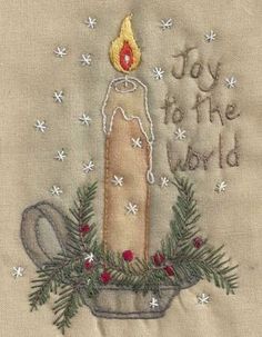 Joy to World Bordados Tambour, Wool Applique Patterns, Hand Embroidery Projects, Tea Dyeing