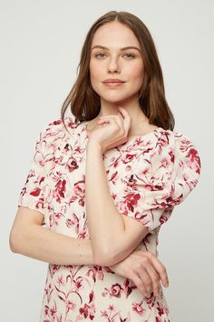 Pink Floral Jacquard Puff Midi Dress Style: A-Line Dress Midi Dress Style, Wide Fit Shoes, Dresses Pink, Floral Jacquard, Dorothy Perkins, Dress Collection, Pink Dress, Pink Floral, A Line Dress