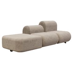 three grey couches sitting next to each other