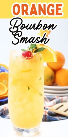 This Orange Bourbon Smash cocktail recipe has the sweet citrus flavors of fresh orange juice and orange zest that compliments the wonderful rich caramel notes of bourbon. Fresh mint leaves add another layer of flavor in this popular refreshing orange smash drink, for a perfect summer cocktail to sip on with friends on a warm day. Sweet Bourbon Peach Smash, Summer Fruit Tray, Bourbon Smash Cocktail Recipes, Smoked Bourbon Peach Cobbler, Peach And Bourbon Dessert, Bourbon Peach Smash Cocktail, Marshmallow Fluff Fruit Dip, Cherry Pie Bars Recipe