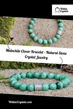 Elevate your style with our stunning Malachite Clover Bracelet 🍀 Handcrafted with genuine malachite stones, this bracelet brings balance and protection. Perfect for everyday wear or special occasions. Shop now! #malachite #crystalbracelet #cloverbracelet Spiritual Malachite Bracelet With Natural Stones, Green Healing Stones Beaded Bracelets, Green Beaded Bracelets With Healing Stones, Green Beaded Bracelets For Healing, Green Bohemian Bracelets With Stones, Malachite Gemstone Bracelets As Gift, Malachite Bracelets With Natural Stones, Green Malachite Bracelets With Natural Stones, Green Malachite Bracelet With Natural Stones