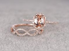 an oval morganite and diamond ring set in rose gold