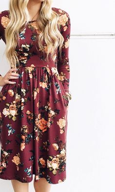 Fall dress Maroon Floral Dress, Flowergirl Dress, Bloom Dress, Fall Florals, Fabulous Fall, Fall Dress, Family Pics, Burgundy Floral, Work Dress