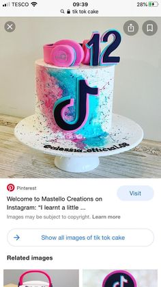 an instagram page with a cake on it