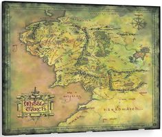 a map of middle earth with the names of all towns