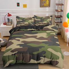 Army Camouflage Duvet Cover Set - Green / AU Double Bedding Sets King, Girl Kid, Twin Comforter, Soft Comforter, King Bedding Sets, Set Cover, Bed Sets, Comforter Cover, Elegant Homes