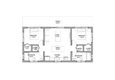 the floor plan for a two bedroom apartment with an attached kitchen and living room area