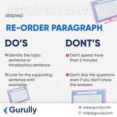 a poster with the words re - order paragraph do's and don't's