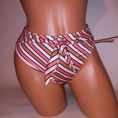 Victoria Secret Swim Bikini Bottom Small High Waist Cheeky Coral White Tan Stripe Knot Tie Front New With Tags *Bundle To Save Chavonne11 060624 Victoria's Secret High Waist Summer Bottoms, Victoria's Secret High-waist Summer Bottoms, Chic Striped Stretch Swimwear, Fitted Victoria's Secret Bottoms For Summer, Trendy Victoria's Secret Swimwear For Vacation, Victoria's Secret Multicolor Beach Bottoms, Trendy Victoria's Secret Summer Swimwear, Victoria's Secret Beachwear Bottoms, Chic Victoria's Secret Summer Swimwear