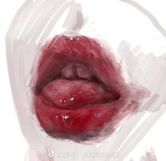 an abstract painting of a red lips