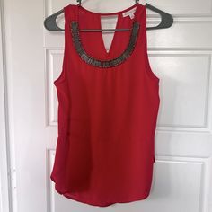 Socialite Red Tank Top Size Small. Embellished Neckline. Never Worn Red Tank Top, Embellished Neckline, Red Tank Tops, Red Tank, Top Blouse, Blouses, Tank Top, Womens Tops, Tank Tops