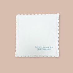 A handkerchief for men approx. 40 x 40 cm without lace or a handkerchief for women approx. 30 x 30 cm with lace embroidered with "For your tears of joy" as well as the initials and the date in the color and language of your choice (Latin alphabet) Classic Handkerchiefs With Lace Trim As Gift, Embroidered Text Cotton Handkerchiefs For Gifts, Blue Embroidered Handkerchiefs For Gifts, Cotton Handkerchiefs With Embroidered Text For Gift, Cotton Handkerchiefs With Embroidered Text As Gift, Blue Embroidered Handkerchiefs As Gift, Blue Embroidered Handkerchief As Gift, Embroidered Cotton Handkerchiefs As Gifts, White Handkerchiefs With Embroidered Text For Gift