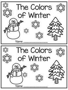 two snowman themed bookmarks with the words, the colors of winter and the colors of winter