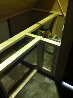 an unfinished kitchen cabinet door is being built