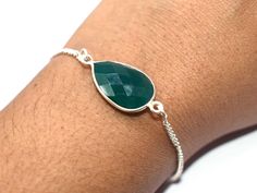 Natural Green Onyx Bracelet - Chalcedony Handmade Bracelet - Teardrop Chain Bracelet - 925 Sterling Silver Bracelet - Healing Birthstone Item Description: Metal: 925 Sterling Silver Gemstone: Green Onyx, Chalcedony Stone Shape: Pear Item Code: SGB-310, 311 * Please note that there could be a slight variation in gemstone texture as well as the  colour shade in the actual product that you receive. Gemstone quality or Grade will be the same as the image shown as all our gemstones are 100% Natural a Gemstone Texture, Top Selling Jewelry, Wholesale Silver Jewelry, Chalcedony Stone, Onyx Bracelet, Green Onyx, Handmade Bracelet, Sterling Silver Bracelet, March Birth Stone