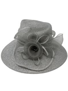 Shop, Save and Be Rewarded Metallic Shimmer Brim Dressy Hat Style No : ST-018TY Theme : Flower Crown Circumference: 22" Crown Height : 4.5" Diameter Width : 11" Sign Up For Rewards Program just go to the icon on left side of this page Follow the instructions, it's quick and easy Elegant Gray Summer Hat, Fitted Gray Summer Hat, Summer Gray Party Hat, Gray Summer Party Hat, Gray Beach Hat For Spring, Adjustable Summer Mini Hats For Church, Adjustable Mini Hats For Church In Summer, Silver Short Brim Hat For Summer, Silver Short Brim Summer Hat