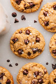 chocolate chip cookies with coconut flakes and sea salt