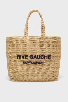 Saint Laurent Raffia Rive Gauche Tote Bag Saint Laurent Tote, Raffia Crochet, Craft Tote Bag, Woven Raffia, Raffia Bag, Rive Gauche, Saint Laurent Bag, Shopping Tote Bag, Open Top