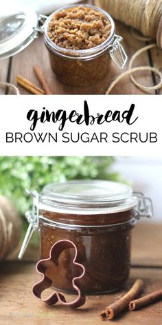 gingerbread brown sugar scrub in a glass jar