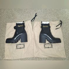 Gucci Trip Logo Strap Chelsea Boot (Women) 35.5 Size 5.5. New Boots, Only Wore Handful Of Times. No Scratches Or Scruff Marks. The Little Gucci Strap Is Removable Too. Comes With Dust Bag And Original Shoe Box Gucci Luxury Boots, Gucci Black Square Toe Heels, Gucci Luxury Square Toe Heels, Gucci Designer Boots With Reinforced Heel, Chelsea Boot Women, Shoe Box, Chelsea Boots, Bootie Boots, Chelsea