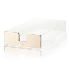 a clear acrylic box with two compartments