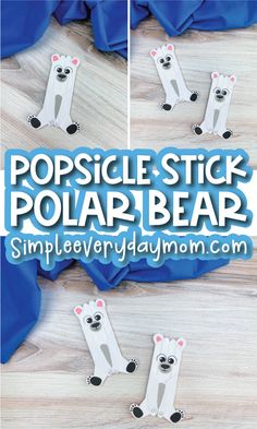 popsicle stick polar bear craft for kids to make with paper and glue on the bottom