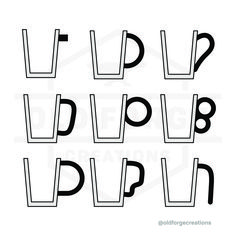 black and white alphabets with the letters d, f, b, c, w