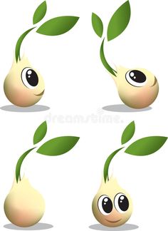 the stages of growing sprouts with eyes and leaves royalty illustration