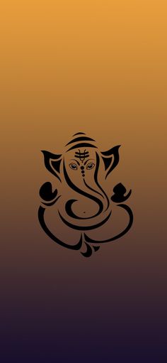 an image of the god ganesha in black and orange colors on a brown background