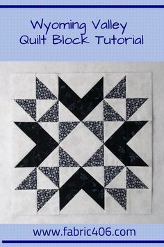 the wyoming valley quilt block is shown in black and white, with an arrow design on it