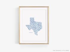 the state of texas is shown in blue and white, with dots all over it