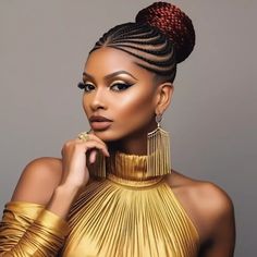 Fashionable Afro Hair Inspirations Formal Hairstyles For Black Women, Hairstyle Black Women, Black Hair Bun, Latest Braided Hairstyles, Cornrow Braid Styles, Protective Style Braids, Hairstyle Black