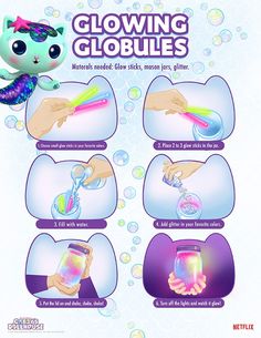 a poster with instructions on how to use glowing bubbles