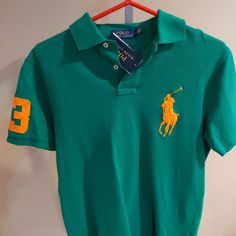 Polo Ralph Lauren Mens Polo Shirt Large Horse Logo Custom Fit - Size Small Nwt. Condition Is New With Tags. Classic Fitted Green T-shirt, Green Crew Neck Polo Shirt For Summer, Fitted Green Polo Shirt For Summer, Fitted Yellow Polo Shirt For Summer, Yellow Polo Collar Shirt For Summer, Classic Green Short Sleeve Top, Fitted Yellow Top With Polo Collar, Green Fitted Classic Polo Shirt, Fitted Yellow Polo Shirt For Spring