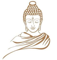 the buddha statue is drawn in brown and white