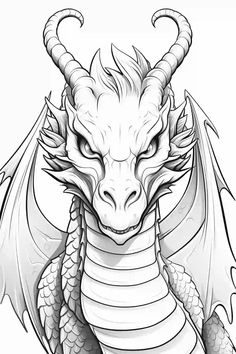 a dragon coloring page with the title, how to draw a dragon in pencil and ink