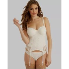 Experience The Perfect Blend Of Comfort And Style With The Panache Superbra By Evie Bridal Basque Ivory 6117 Underwire Bustier Bra 34h. This Bra Offers Superior Support While Enhancing Your Natural Shape. Underwire For Optimal Support Bustier Style For A Flattering Silhouette Size 34h For A Perfect Fit Ivory Color For A Touch Of Elegance Part Of The Evie Bridal Basque Collection Size: Womens 34h Condition: New With Tags Slight Pilling On Left Breast Area, Please See Photo Price Reflects Elegant Bra With Sweetheart Neckline And Boned Bodice, White Wedding Bra With Adjustable Straps, Elegant Strapless Bra With Boned Bodice, Elegant Underwire Bra For Wedding Night, White Underwire Boned Bodice Corset, White Underwire Corset With Boned Bodice, Feminine Wedding Bra With Delicate Straps, Elegant White Underbust Bra, White Underwire Corset With Removable Bra Pads