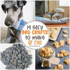 a collage of dog crafts and treats with the words i'd easy dog crafts to make and sell