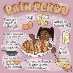 a poster with instructions on how to make pain pepou breads for kids and adults