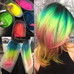 Neon Mermaid, Mermaid Hair Color, Hair Colorful, Dyed Hair Pastel, Neon Hair, Guy Tang, Hair Dyes, Hair Color Crazy, Multicolored Hair