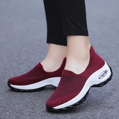 | Women Shoes Breathable Mesh Slip-on Sneakers Footwear Air Cushion Sneakers Outdoor Thick Bottom Platforms Shoes Comfortable Non-slip Walking Shoes, Comfortable Functional Walking Shoes With Arch Support, Lightweight Breathable Walking Shoes, Casual Walking Shoes With Arch Support And Ergonomic Fit, Casual Ergonomic Walking Shoes With Arch Support, Walking Shoes With Cushioned Footbed, Comfortable Breathable Running Shoes With Flat Heel, Lightweight Comfortable Walking Shoes With Arch Support, Comfortable Breathable Running Shoes