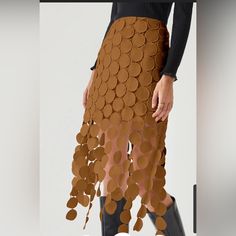 Brown Laser Cut Dress From Commense. There Is No Stretch. Never Worn Luxury Brown Elegant Skirt, Luxury Brown Formal Skirt, Chic Full-length Brown Skirt, Luxury Fitted Brown Skirt, High Waist Dresses, Laser Cut Skirt, Knit Beach Dress, Cut Dress, High Waist Dress