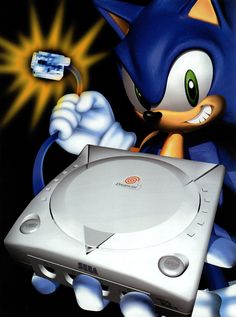 sonic the hedgehog is holding a video game controller