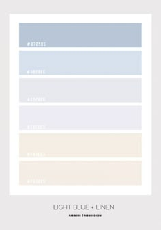 the light blue - linen color palette is shown in shades of gray, beige and white