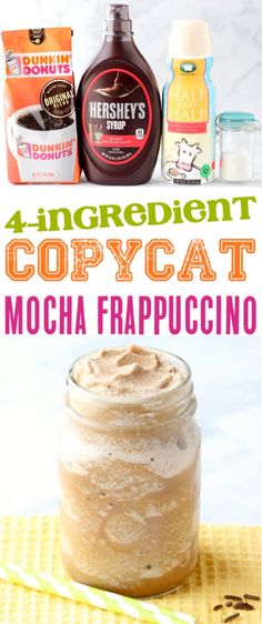 the ingredients to make this copycat mocha frapuccino recipe are shown