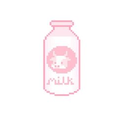 a pink bottle with the word milk on it