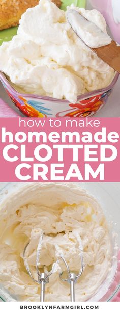 how to make homemade whipped cream in a bowl with the words, how to make homemade whipped