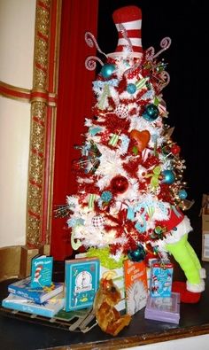 a cat in the hat christmas tree with toys