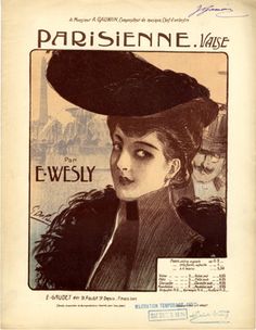 an old fashion magazine cover with a woman's face wearing a large black hat